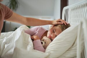 child sick with flu.